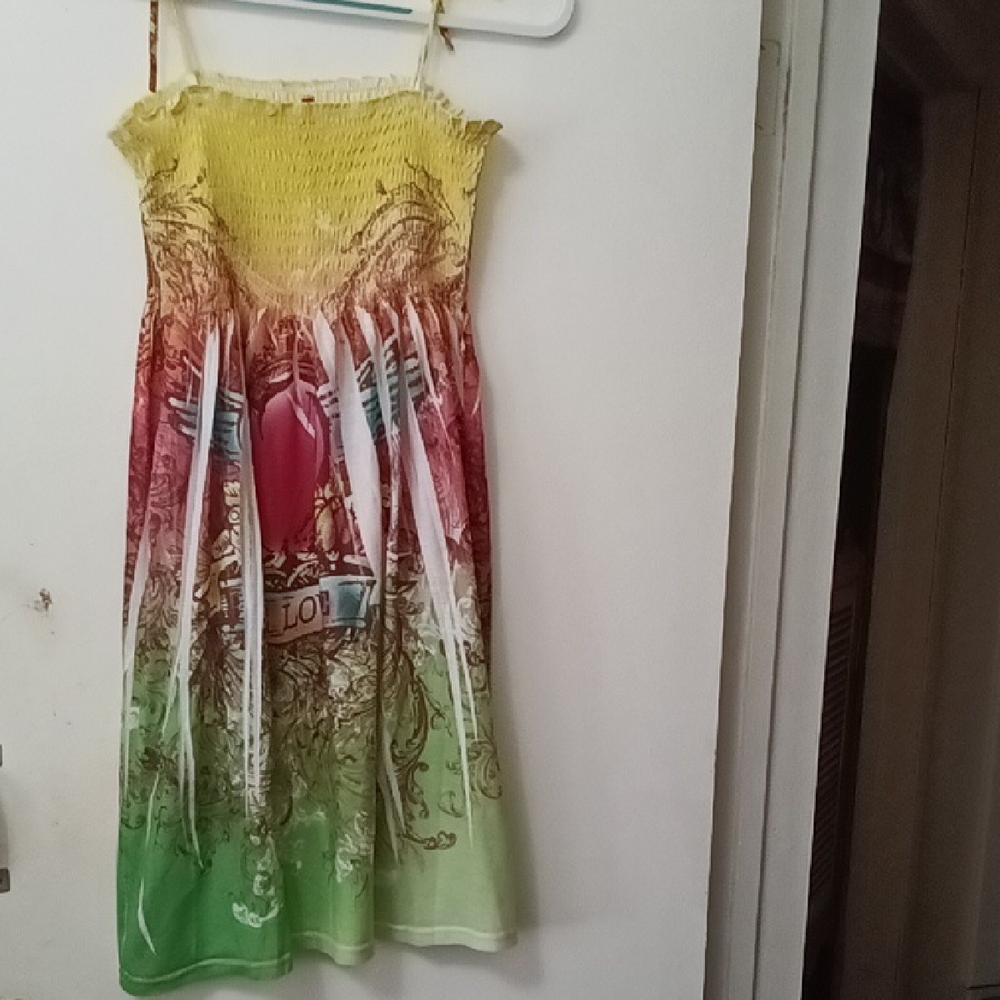 Exist Smocked Ombre Sundress with Graphic Heart